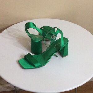 Madden satin block heeled shoes.